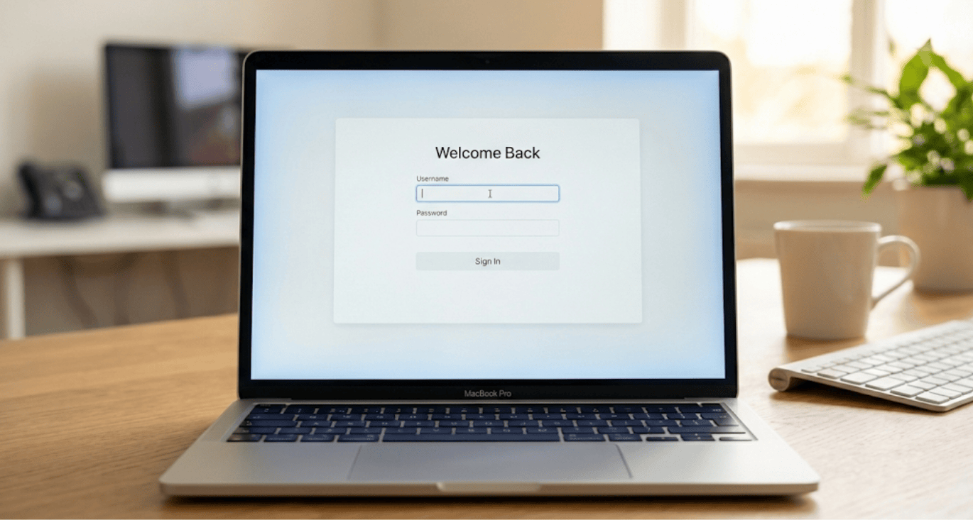 Een inlogformulier op een laptop dat door Cyberplan wordt geanalyseerd op SQL Injection kwetsbaarheden tijdens een professionele application pentest.