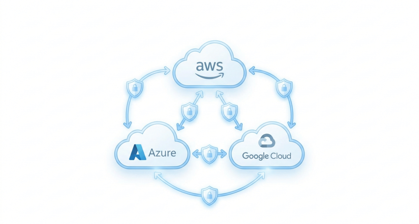 Cloud pentest architectuuroverzicht met beveiligingslagen voor AWS Azure en Google Cloud omgevingen